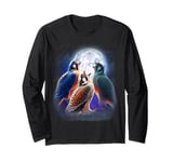 3 Falcon Howling At The Moon Funny Hawk Bird Lover Birder Long Sleeve T-Shirt