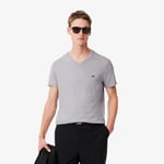 Lacoste T-shirt coton Pima léger col V Taille XXL Gris Chine