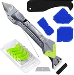 Outils de l'enlève joint 5 en 1(acier inoxydable) grattoir, kit de Lisseur de joints Silicone grattoir à coulis avec 3 grattoir d¿angle, 5 Joint Calfeutrage Outils, 1 Outils de rainurage