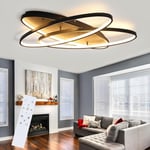 ZMH - Plafonnier led Dimmable avec Télécommande Lampe de Plafond Moderne 76W Noir Ovale Désign Lampe en métal 62CM Luminaire Intérieur pour Chambre à