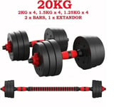 NEW FITNESS 20KG DUMBELLS PAIR OF WEIGHTS BARBELL/DUMBBELL BODY BUILDING SET