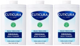 3 X Cuticura Mildly Medicated Talc Talcum Powder 250g - Skin Soothing Allantoin 