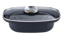 GSW 414593 Cocotte avec insert en acier carbone et verre Noir 39 x 25 cm