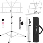 CAHAYA Sheet Music Stand Metal Portable with Carrying Bag, Sheet Music Folder, Projector Stand, Portable Podium Stand, Laptop Stand White, CY0204-2