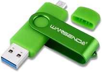 Clé USB 3.0 jusqu'à 100 Mo/s OTG Stockage Externe pour Appareils Android/PC/Tablette/Mac (256 Go, Vert)