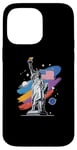 Coque pour iPhone 14 Pro Max Statue de la Liberté USA tenant une torche flamboyante avec des plantes