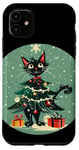 iPhone 11 Cool Christmas Cat with Tree and Star Topper Case