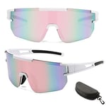 ZUMLLOMA Lunette de Cyclisme Polarisées, Lunette Velo Route, Lunette Sport Homme Femme, Coupe Vent et Anti Buée Anti UV 400, pour Course à Pied, Cyclisme, Pêche, Beachvolleyball (Blanc)