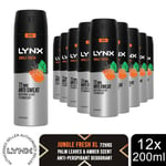 Lynx Jungle Fresh Antiperspirant Spray 72H Protection Deodorant 200ml, 12 Pack