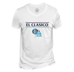 T-Shirt Homme Col V El Clasico Paris Marseille Sport Foot Ballon