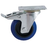 Roulette D160mm caoutchouc bleu platine pivotante avec frein - AVL - 527845O