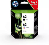 HP N9J71AE 62 Original Ink Cartridges, Black and Tri-color, Multipack, Pack of 1