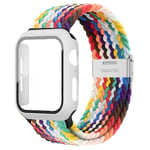 Flätat Solo Loop för Apple Watch-band 44mm 40mm 45mm 41mm 42mm 38mm Fodral+rem Nylon Elastiskt armband Iwatch Serie 3 5 6 Se 7 8 Pride Edition 40mm series 654 se