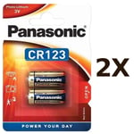 2X Panasonic 123 CR123A CR123A CR123AL 3V Photo Lithium Battery | 2 Pack