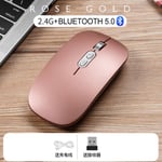 Souris Bluetooth sans fil aste,souris de jeu muette,adaptée pour Surface Pro 9,Pro 8,7,6,5,4/3,Pro X,tablette,ordinateur portable,PC - Type Dual mode Rose gold