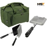 NGT Bankside Sandwich Toaster Camping Toastie Maker + Quickfish Carp Fishing Bag