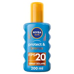 NIVEA SUN Spray solaire activateur de bronzage Protect & Bronze FPS 20 (1 x 200 ml), huile solaire avec protection UVA/UVB pour un hâle naturellement bronzé, crème solaire bronzage