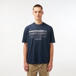 Lacoste Mens Loose Fit Organic Cotton Pique T- Shirt in blue navy - Size X-Small