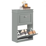 SoBuy Meuble de Rangement à Chaussures Armoire à Chaussures Commode à Chaussures 2 abattants Meuble d'entrée Coffre Rangement pour Chaussures Gris L54xP24xH83cm FSR78-HG