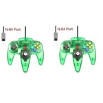 2-pack Klassisk Trådbunden N64-kontroll Retrospel 64-bitars Spelkontroll Joystick Ersättningskontroll 15 2pcs