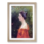 Big Box Art Women in Red Clothing by Kuroda Seiki Framed Wall Art Picture Print Ready to Hang, Oak A2 (62 x 45 cm)