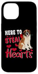 iPhone 14 Here To Steal Hearts Funny St Bernard Dog Valentines Day Case