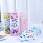 Cartoon Milk Bottle School Pencil Case Cute Pu Pen Bag Storage P Light Pink