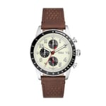 FOSSIL Sport Tourer Montre Pour Homme, Mouvement Chronographe, Bracelet en Acier Inoxydable ou en Cuir, Blanc, 42mm