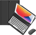 Étui Avec Clavier Pour Samsung Galaxy Tab S7 Fe /S7 Plus/S8 Plus 12,5"" Avec Souris, Étui Souple Intelligent Avec Clavier Bluetooth, Clavier Sans Fil Amovible Avec Porte-Crayon (Noir)