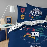 CTI Harry Potter Blason Parure de lit 100% Coton Housse de Couette 240X220 + 2 Taies d'oreillers 63X63 Cm Bleu