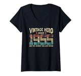 Womens Vintage Hero Born 1955 The Journey Has Just Begun Birthday V-Neck T-Shirt