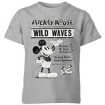 Disney Retro Poster Wild Waves Kids' T-Shirt - Grey - 9-10 Years - Grey