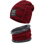 Bequemer Laden Hommes Femmes Hiver Bonnet Écharpe Ensemble Chaud Tricot Doublé Polaire Chapeau Cache-Cou Cadeau Homme Femme