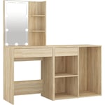 Helloshop26 - Coiffeuse à led avec armoire 60 x 40 x 140 cm bois d'ingénierie beige