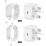 Ailawuu iPhone Charger [MFi Certified] 2 Pack 20W USB C Fast Charger Plug Power Adapter with 2 Pack [2M&3M] Long USB C to Lightning Cable for iPhone 14/13/12/12 Pro Max/11/Xs Max/XR/X,AirPods Pro