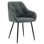 WOLTU Chaise de Salle à Manger, Chaise de Cuisine Rembourrée avec Dossier, Accoudoirs, Pieds en Métal, Chaise Ergonomique pour Salon, Bureau, Coiffeuse, en Velours, Gris foncé, EZS02dgr-1