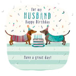 Birthday Card - Husband - Dachshund Dog - 3D Glitter - Talking Pictures