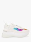 Kurt Geiger London Kensington Leather Platform Trainers, White/Multi