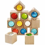 HABA 3531 Kaleidoscopic Blocks - With plastic kaleidoscopic screens. Fascinating glances through the cubes, 13 blocks, Ages 1+ (Made in Germany)