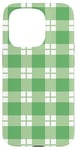 iPhone 15 Pro Green White Checkered Plaid Flannel Gingham Pattern Checker Case