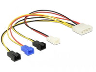 Delock Molex 4 pin > 4 x 2 pin fan (12 V / 7 V / 5 V) - viftestrømkabel - 20 cm