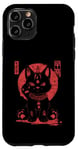 Coque pour iPhone 11 Pro Chat Maneki-Neko en colère porte-bonheur avec art japonais Kanji