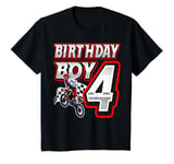 Youth Birthday Boy 4 Years Old Dirt Bike Motocross 4th Birthday T-Shirt