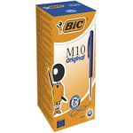 BIC M10 Original Stylos-Bille Rétractables Pointe Moyenne (1,0 mm) - Bleu, Boîte de 50