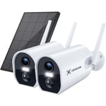 COCOCAM 2K 3MP Caméra Surveillance WiFi Solaire Extérieure sans Fil Caméra IP WiFi avec Batterie Rechargeable 5200mAh Détection Humaine PIR Audio