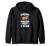 1 Year Married Gay Lesbian LGBTQ 1st Wedding Anniversary Zip Hoodie