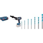 Bosch Professional BITURBO Cordless Impact Drill GSB 18V-150 C (without batteries and charger, in L-BOXX 136) + 7X Expert CYL-9 MultiConstruction Drill Set (for concrete, Ø 4-12 mm, accessories)