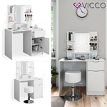 Coiffeuse Vicco Ruben blanche, table de maquillage, commode de maquillage