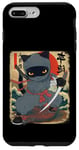 Coque pour iPhone 7 Plus/8 Plus Chat ninja japonais, chat noir kawaii ninja