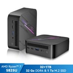 Mini PC Blackview MP100 AMD Ryzen¿ 7 5825U 4.5GHz Max 32 Go 1 To/SSD 2To, Windows 11 Pro, Wifi 6, 4K UHD Display NETFLIX - Gris